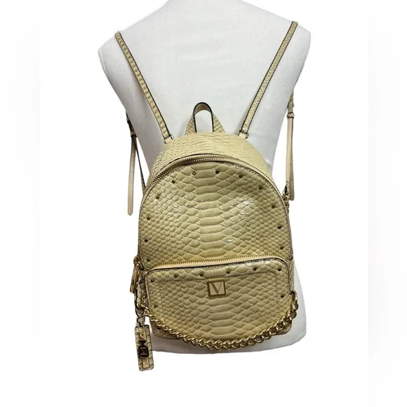 Victoria’s Secret Snakeskin Gold Backpack. Adjustable straps - Picture 2 of 15